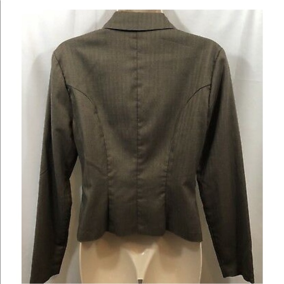M.K.M. Designs Women’s M Work Blazer Gray/Tan Jacket Button Down Long Sleeves - Picture 2 of 8